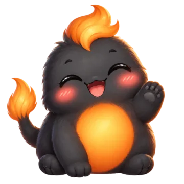 The Flame companion smiling.