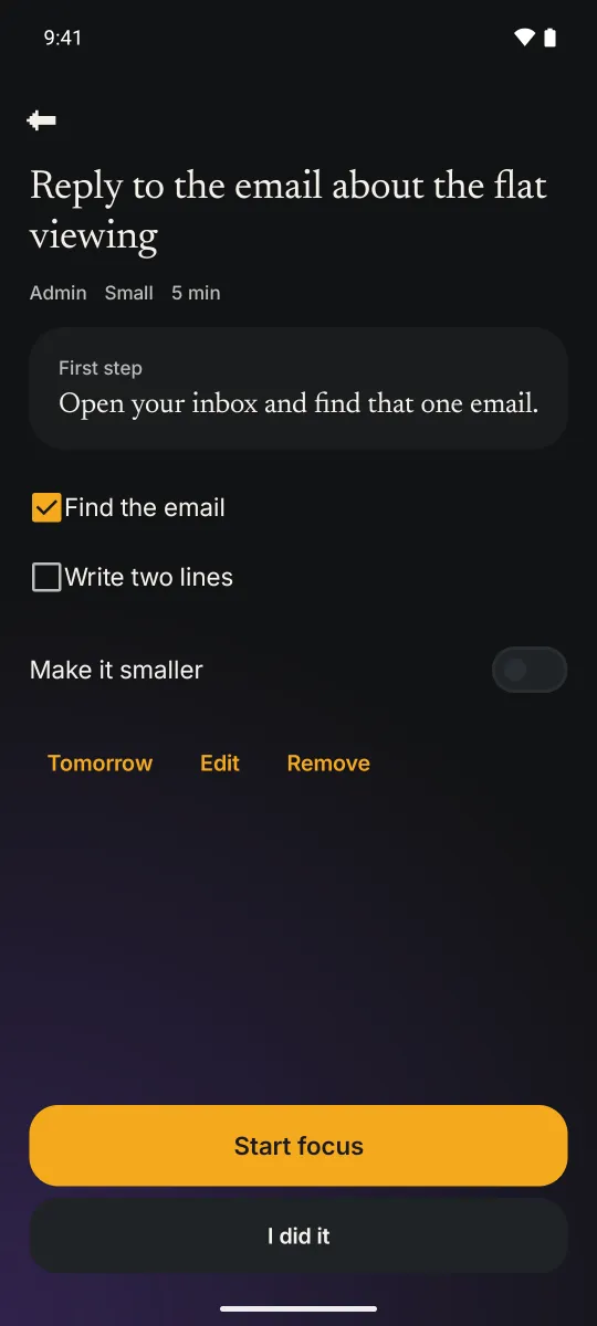 A challenge with its first step and a short checklist.