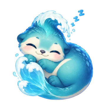 The Water companion curled up, asleep.